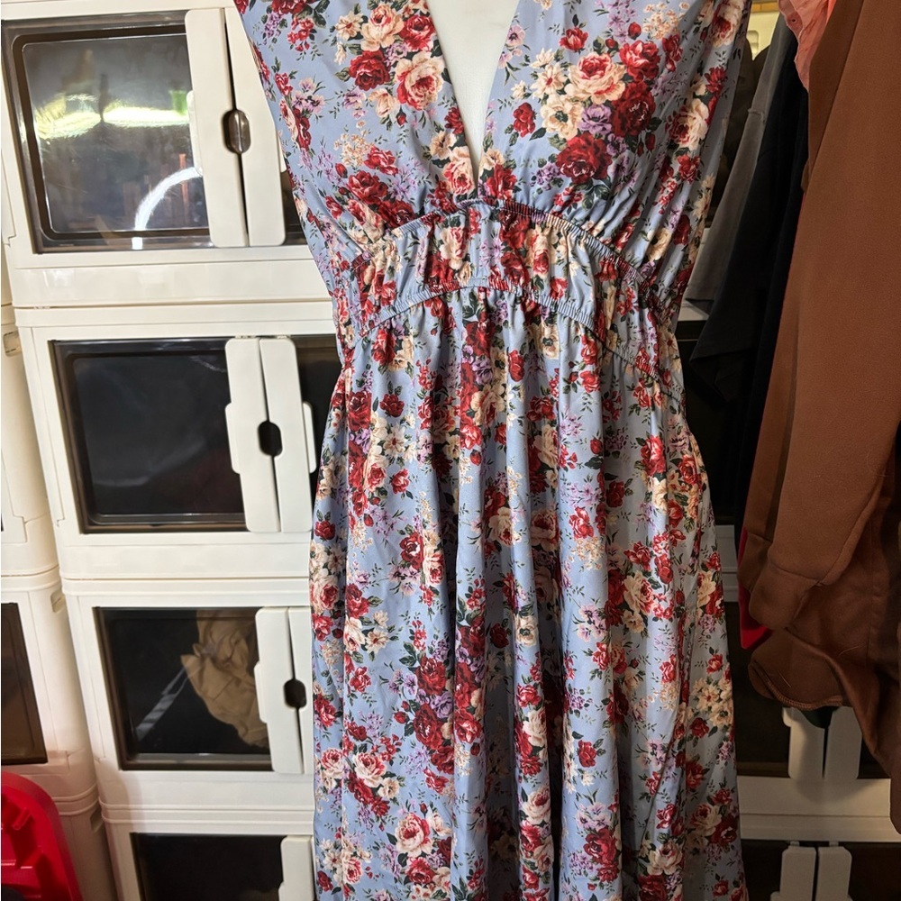 Floral Blue Dress 2xl